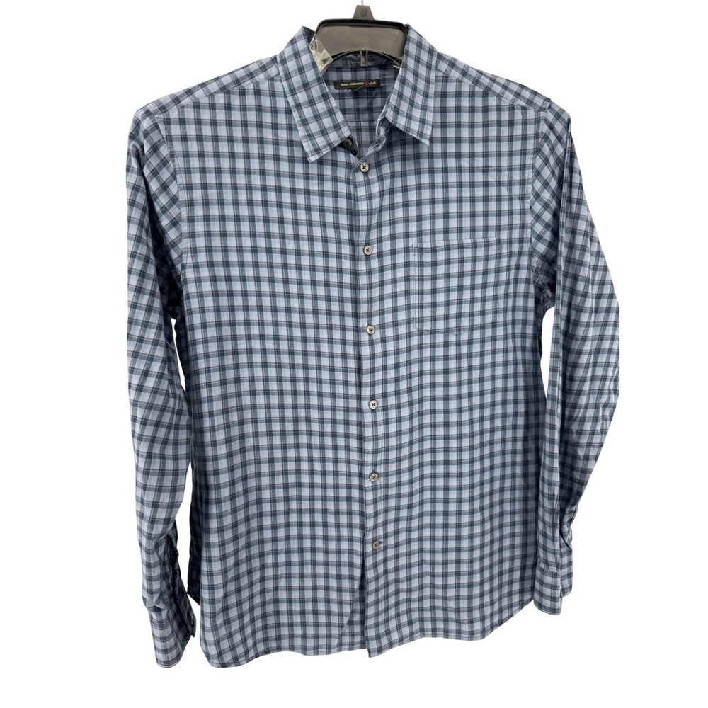 John Varvatos‎ Shirt USA Mens XL Blue Check Long Sleeve Button Down
